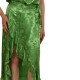 MyT Satin Floral Wrap Skirt With Frills-Parrot Green