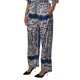 Milla Trousers Elastic Waist Panel Print-Blue Milla Trousers Elastic Waist Panel Print-Blue