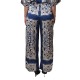 Milla Trousers Elastic Waist Panel Print-Blue Milla Trousers Elastic Waist Panel Print-Blue