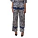 Milla Trousers Elastic Waist Panel Print-Blue Milla Trousers Elastic Waist Panel Print-Blue