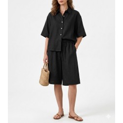 Milla Shirt Oversized Linen-Black