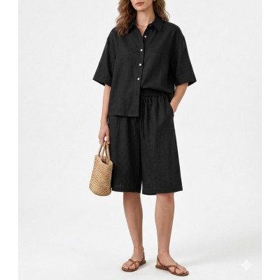 Milla Shirt Oversized Linen-Black