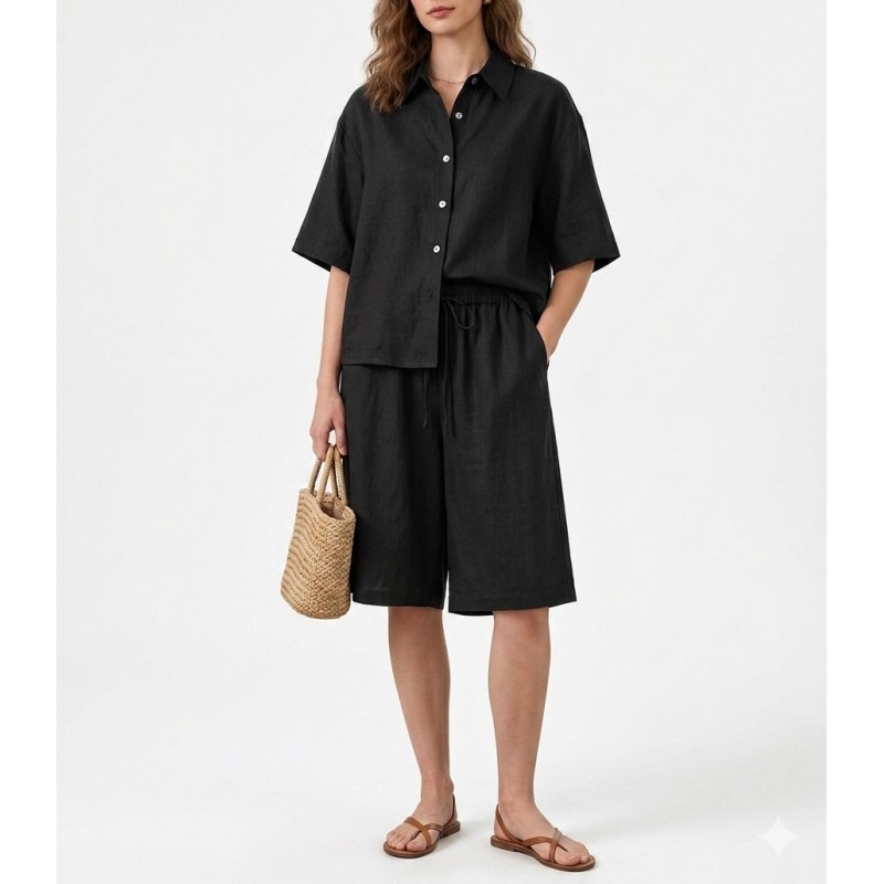 Milla Shirt Oversized Linen-Black Milla Shirt Oversized Linen-Black