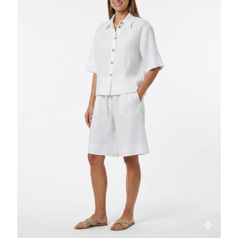 Milla Shirt Oversized Linen-White Milla Shirt Oversized Linen-White