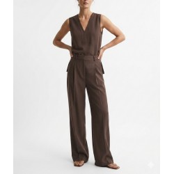 Milla Trousers With Pleats Loose Fit-Brown
