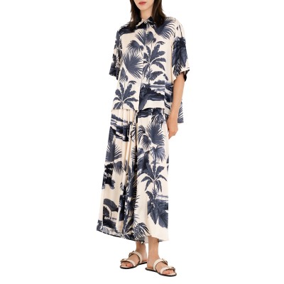 Philosophy Shirt Print Satin-Dark Blue