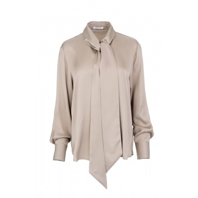 Philosophy Shirt Tie Neck-Light Taupe Philosophy Shirt Tie Neck-Light Taupe