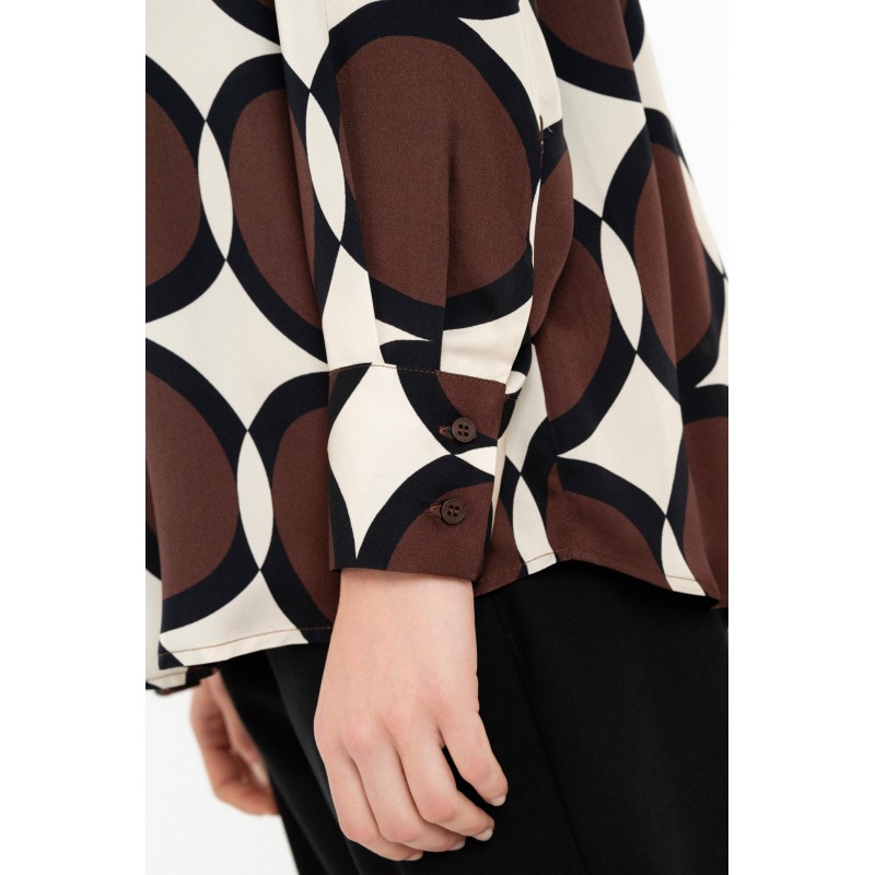 Philosophy Shirt Satin Print Long-Brown Philosophy Shirt Satin Print Long-Brown
