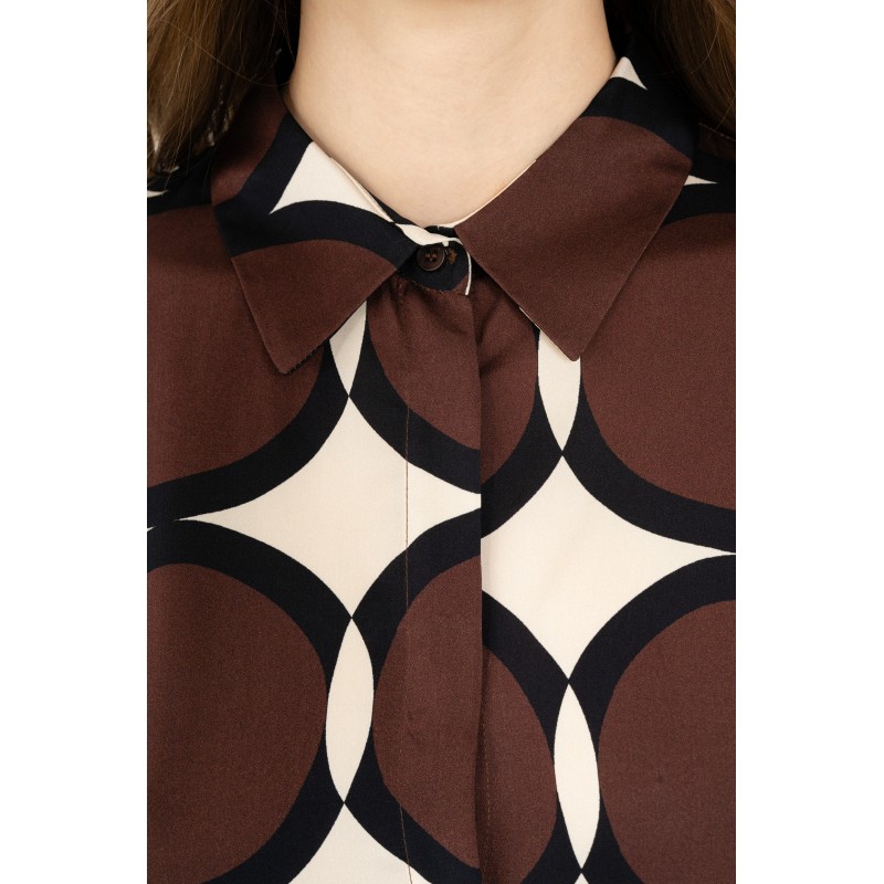 Philosophy Shirt Satin Print Long-Brown Philosophy Shirt Satin Print Long-Brown