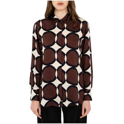 Philosophy Shirt Satin Print Long-Brown Philosophy Shirt Satin Print Long-Brown