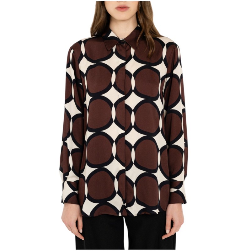 Philosophy Shirt Satin Print Long-Brown Philosophy Shirt Satin Print Long-Brown