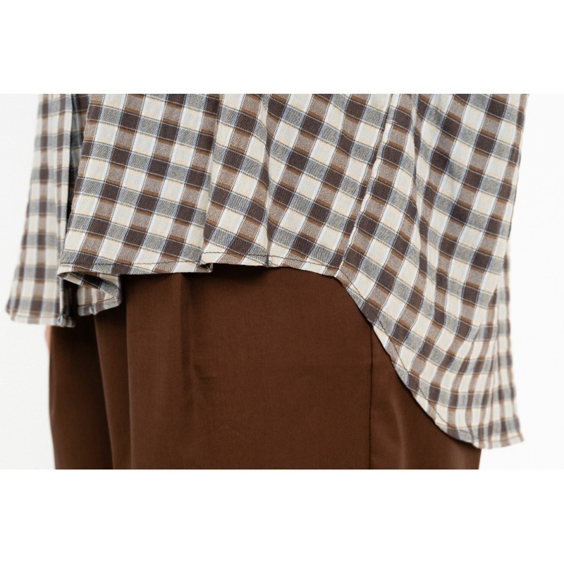 Philosophy Shirt Plaid Oversized-Check Brown Philosophy Shirt Plaid Oversized-Check Brown