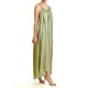 Aggel Dress Midi Satin With Handmade Knitted Details-Mint Aggel Dress Midi Satin With Handmade Knitted Details-Mint