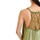 Aggel Dress Midi Satin With Handmade Knitted Details-Mint Aggel Dress Midi Satin With Handmade Knitted Details-Mint