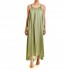 Aggel Dress Midi Satin With Handmade Knitted Details-Mint