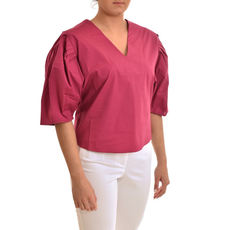 Aggel V-Neck Puffed Sleeved T-Shirt-Orchid Flower Aggel V-Neck Puffed Sleeved T-Shirt-Orchid Flower