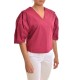 Aggel V-Neck Puffed Sleeved T-Shirt-Orchid Flower Aggel V-Neck Puffed Sleeved T-Shirt-Orchid Flower