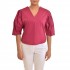 Aggel V-Neck Puffed Sleeved T-Shirt-Orchid Flower