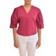 Aggel V-Neck Puffed Sleeved T-Shirt-Orchid Flower Aggel V-Neck Puffed Sleeved T-Shirt-Orchid Flower