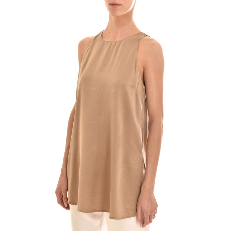 Aggel Sleeveless Long Top-Tan