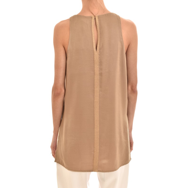 Aggel Sleeveless Long Top-Tan