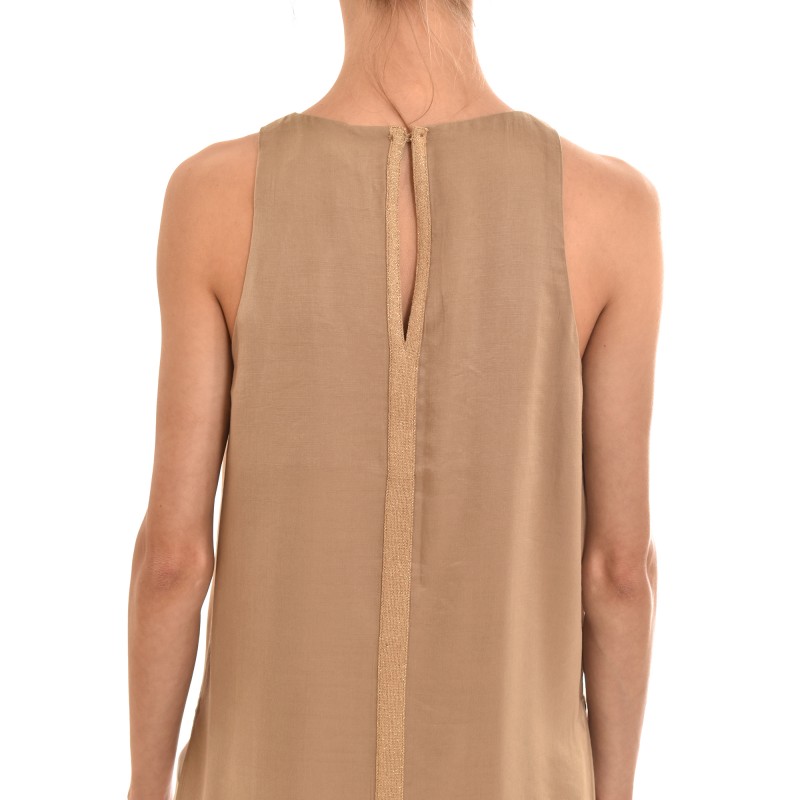 Aggel Sleeveless Long Top-Tan