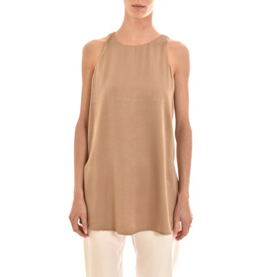 Aggel Sleeveless Long Top-Tan