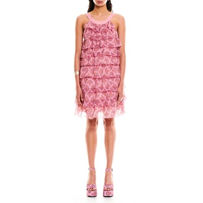 We Are Chiffon Short Dress With Ruffles-Pink Cactus