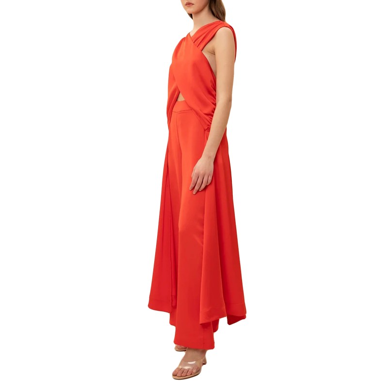 We Are Satin Wide Trousers-Pyro Red