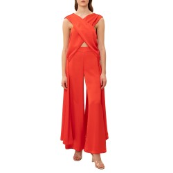We Are Satin Wide Trousers-Pyro Red