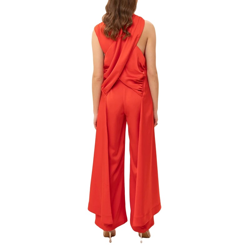 We Are Satin Wide Trousers-Pyro Red
