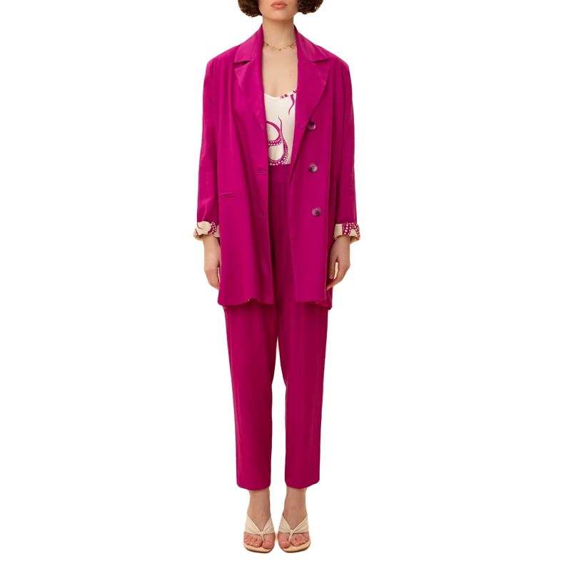 We Are Oversized Semi Linen Blazer-Magenta We Are Oversized Semi Linen Blazer-Magenta