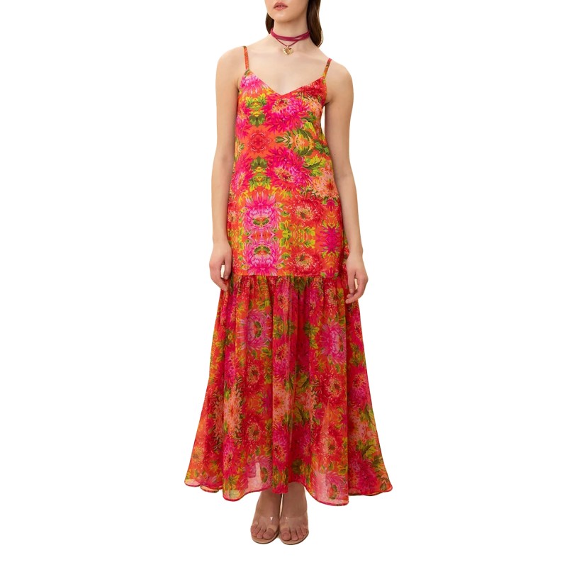 We Are Lingerie Tiered Printed Maxi Dress-Floral