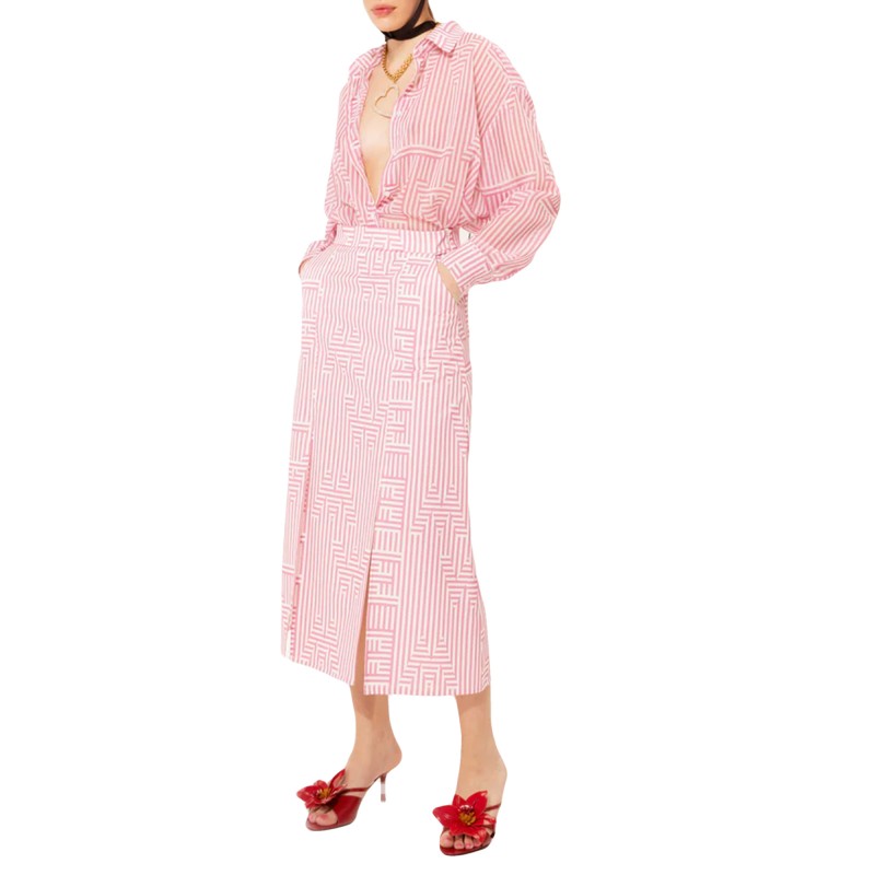 We_Are Skirt Midi Logo Stripes-Pink We_Are Skirt Midi Logo Stripes-Pink