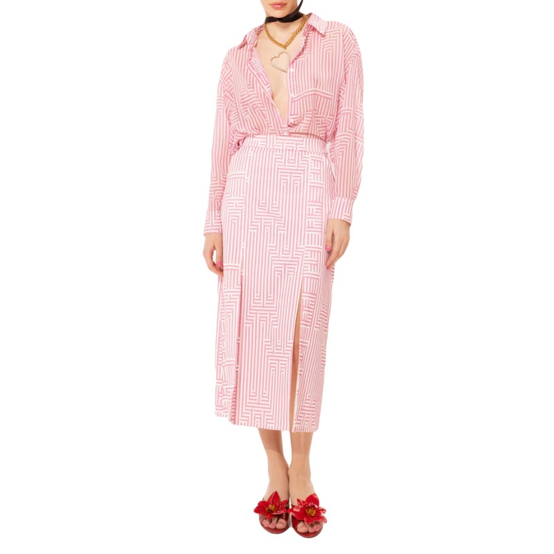 We_Are Skirt Midi Logo Stripes-Pink We_Are Skirt Midi Logo Stripes-Pink