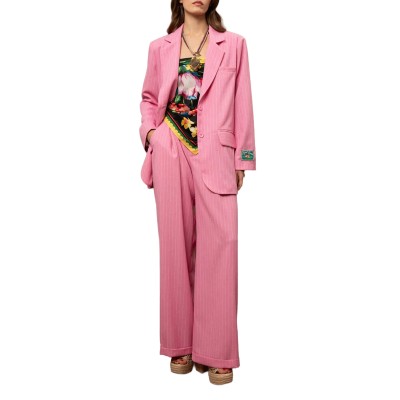 We_Are Trousers Pleated Striped-Fuchsia