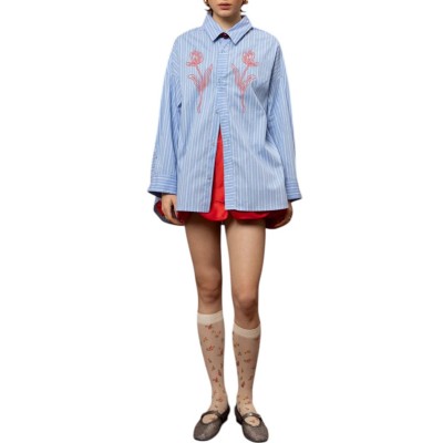 We_Are Shirt Oversized Striped-Light Blue