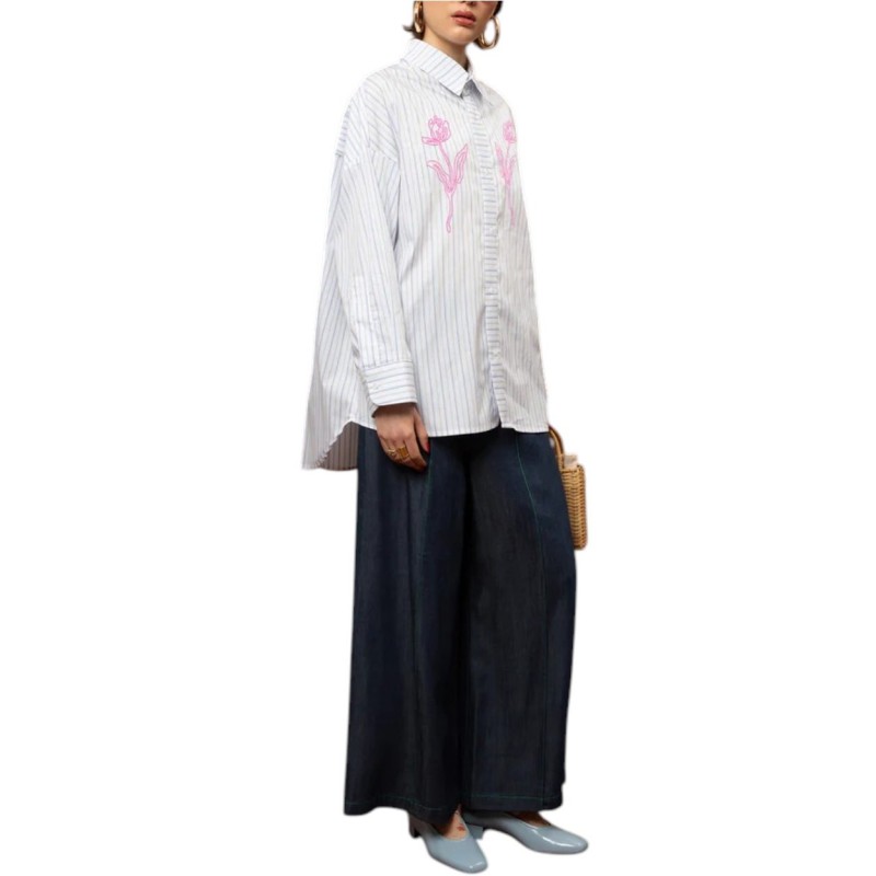 We_Are Shirt Oversized Striped-White We_Are Shirt Oversized Striped-White