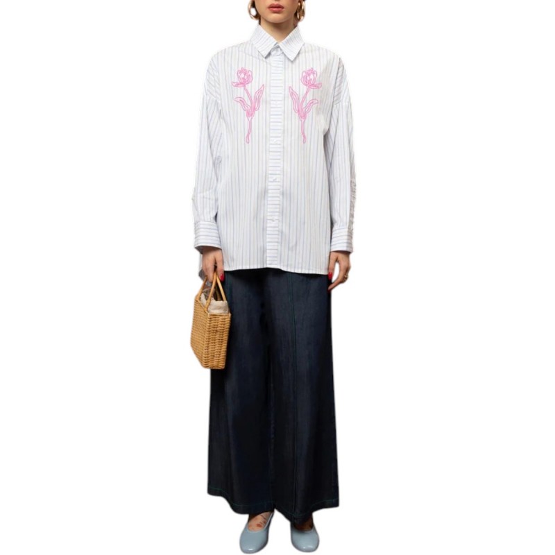 We_Are Shirt Oversized Striped-White We_Are Shirt Oversized Striped-White