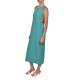 Aggel Long Satin Dress With Embroidery Waist Wraps-Teal Aggel Long Satin Dress With Embroidery Waist Wraps-Teal