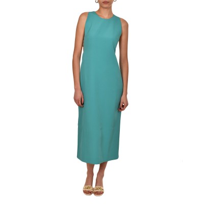 Aggel Long Satin Dress With Embroidery Waist Wraps-Teal