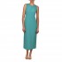 Aggel Long Satin Dress With Embroidery Waist Wraps-Teal