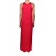 Aggel Long Satin Dress With Square Chestline Holder-Fuchsia