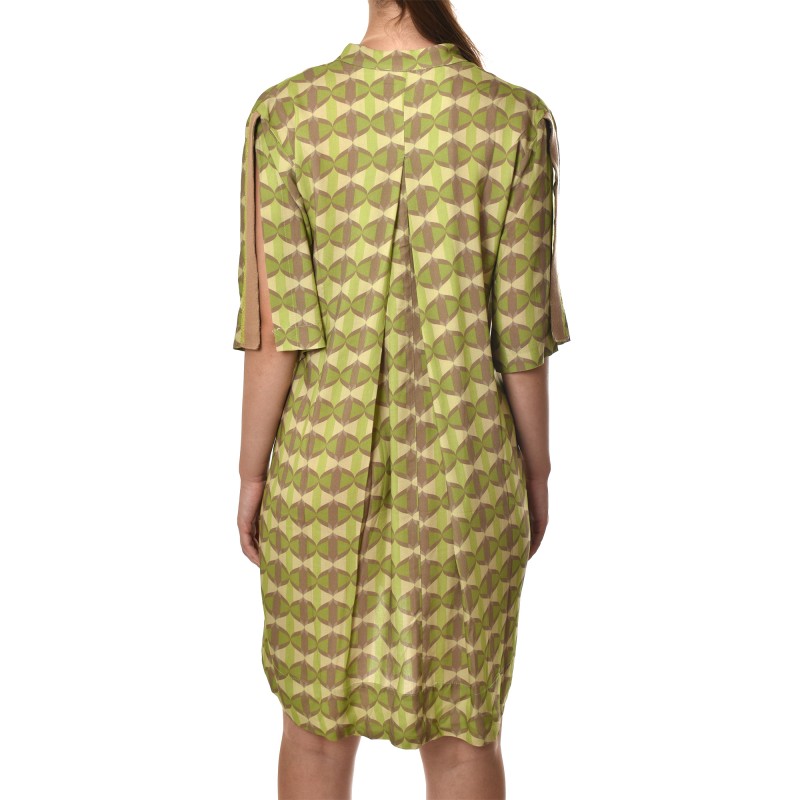 Aggel Dress Mini With Geometric Print And Knit Details-Multicolored Green