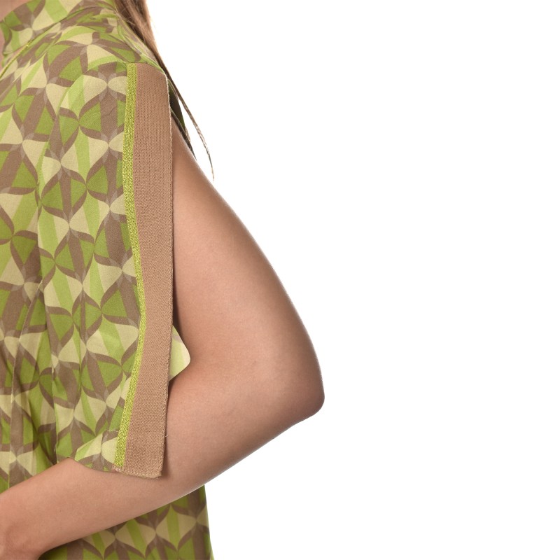 Aggel Dress Mini With Geometric Print And Knit Details-Multicolored Green