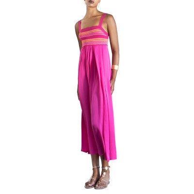 Aggel Dress Midi Satin Blend Knit-Fuchsia