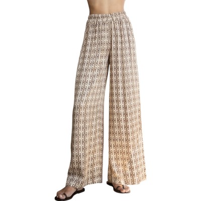 Aggel Trousers Geometric Print And Knit Details-Sand/Bronze