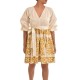 Twins Fantasy Short Gold Embroidery Dress-White/Gold
