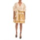 Twins Fantasy Short Gold Embroidery Dress-White/Gold