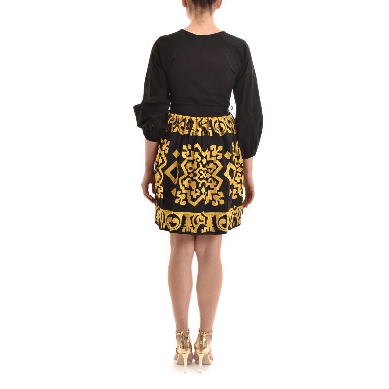 Twins Fantasy Short Gold Embroidery Dress-Black/Gold